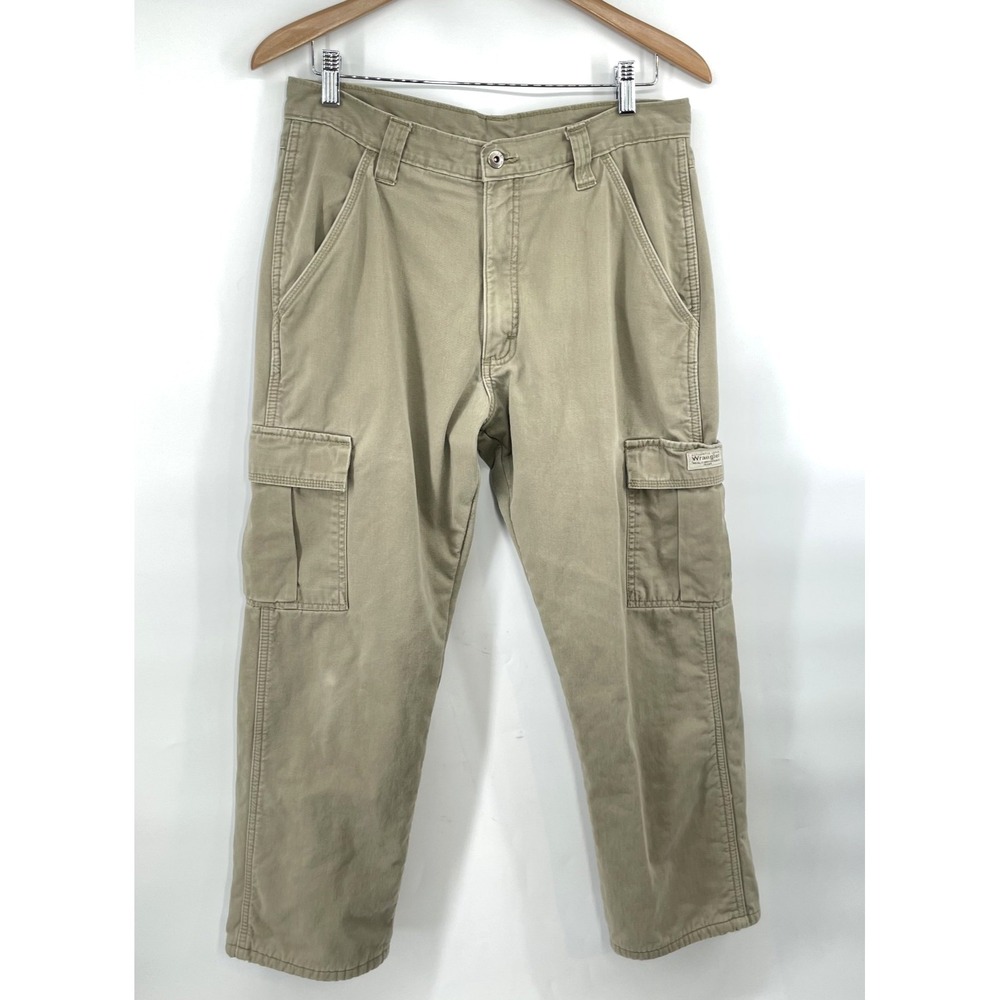 Wrangler Workwear Pants Mens 31x27 Brown Fleece Lined Cargo Utility Insulated